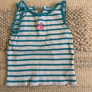GAP Girls Teal & White Striped Tank Top with Pink Star